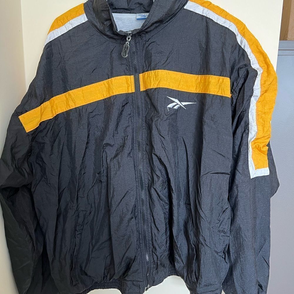 Vintage 90's REEBOK Jacket windbreaker Steelers colors L